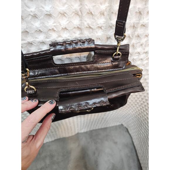 Patricia Nash Ovodda Leather Satchel Bag- duster bag included - Picture 6 of 10